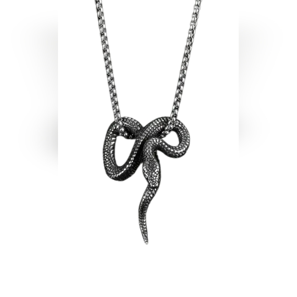 Stainless Steel Snake Pendant Necklace - Picture 3 of 4